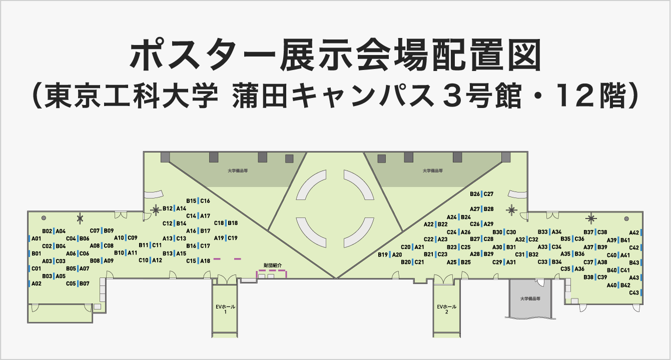 ポスター展示会場配置図（東京工科大学 蒲田キャンパス 3号館・12階）